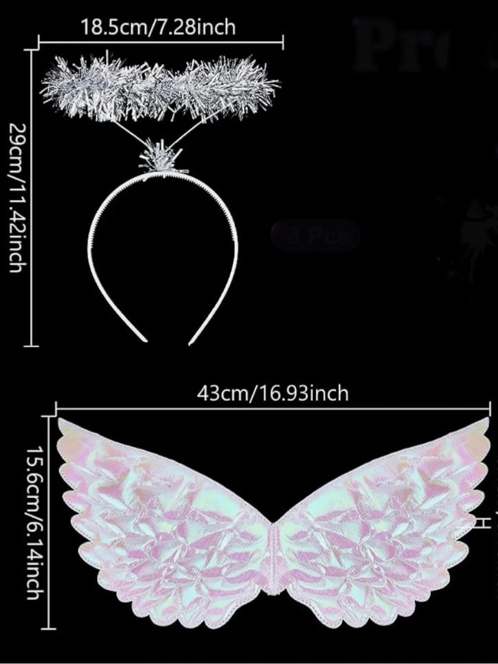 NWOT Iridescent Angel Wings and Tinsel Halo Christmas Pageant Costume Accessory